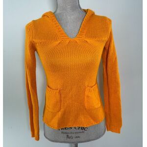 Vintage Y2k Pink Angel Tangerine Orange Knit Sweater Top size Junior M